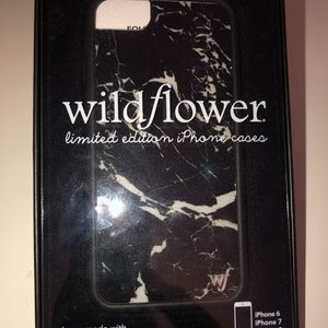 Wildflower black marble phone case